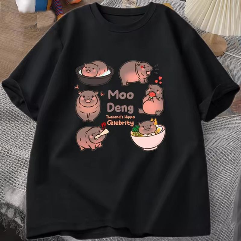

Moo Deng Bouncy Pig in Thailand Baby Hippo Khao Kheow Open Zoo Футболка Смешная футболка Moo Deng Футболка унисекс с коротким рукавом 4XL