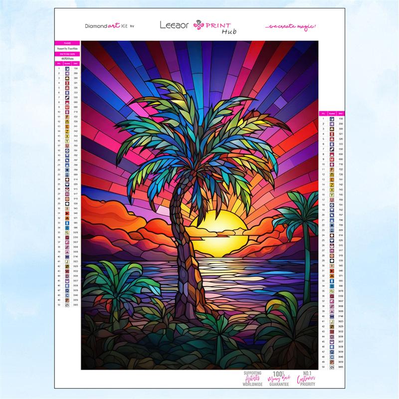 5D DIY Diamantschilderij Glas-in-loodkunst Zonnebloem Mozaïek Borduurwerk Vol Strass Kruissteek Set Woondecoratie Cadeaus