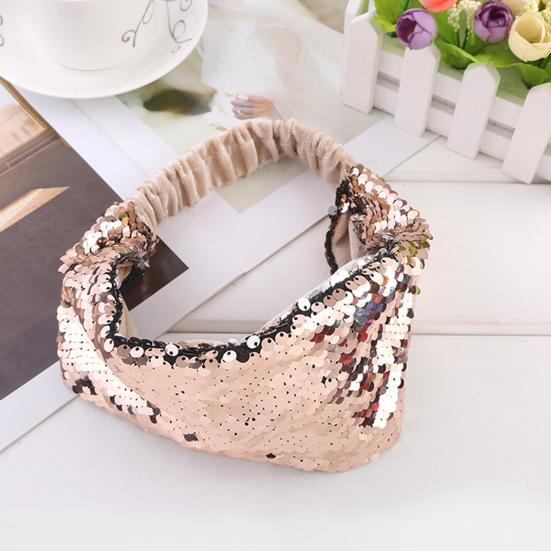 Women Headband Reversible Shiny Sequins Headband Elastic Hair Fixing Decoration Decorative Hair Accessories