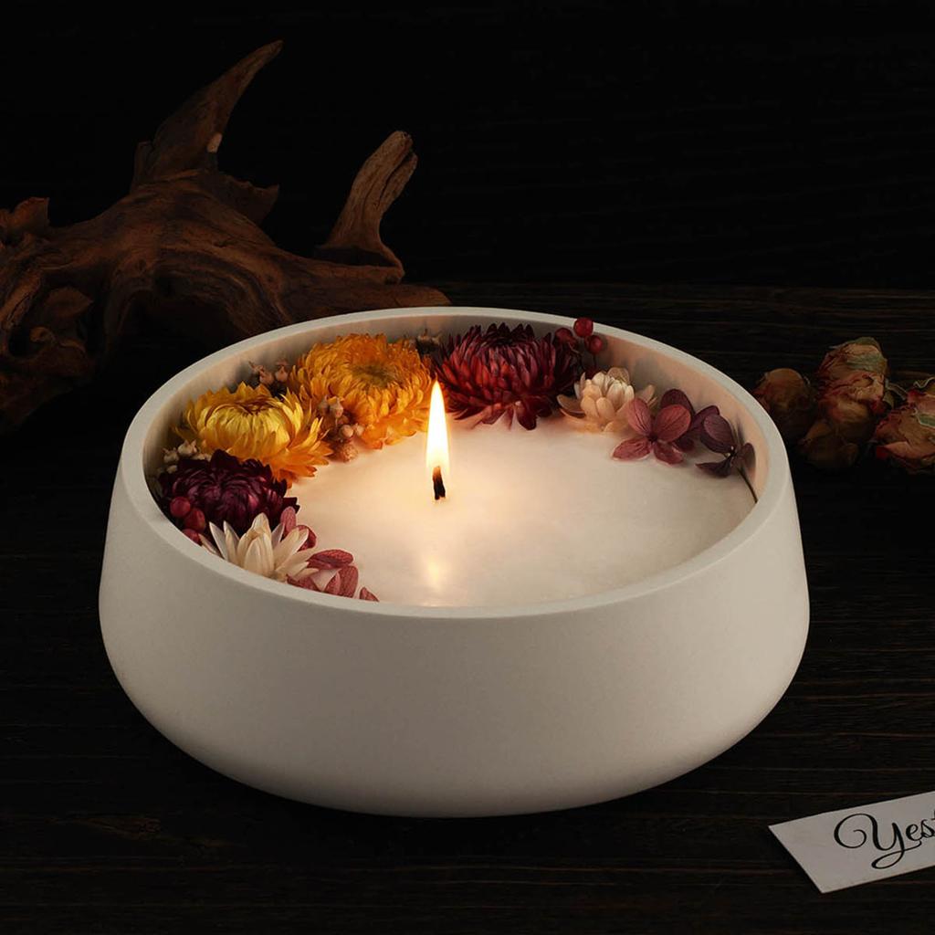 Round Candle Jar Silicone Mold Cement Flower Pots Molds DIY Concrete Storage Bowl Handmade Resin Candle Tray Mould Decor