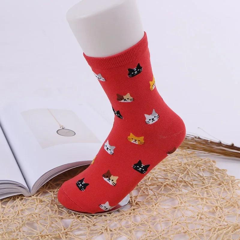 Neue Mehrfarbige Katze Druck Niedliche Damen Socken Kawaii Lange Socken Lässig Harajuku Streetwear Baumwolle Weiche Kniestrümpfe