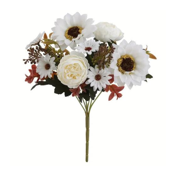Artificial Sunflower Stem Realistic Fake Silk Sunflower Peony Wildflower Bouquet for Bridal B