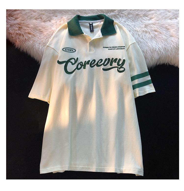 

Футболка-поло с ретро-принтом в стиле Харадзюку 2023 года — унисекс, короткий рукав для пар Large