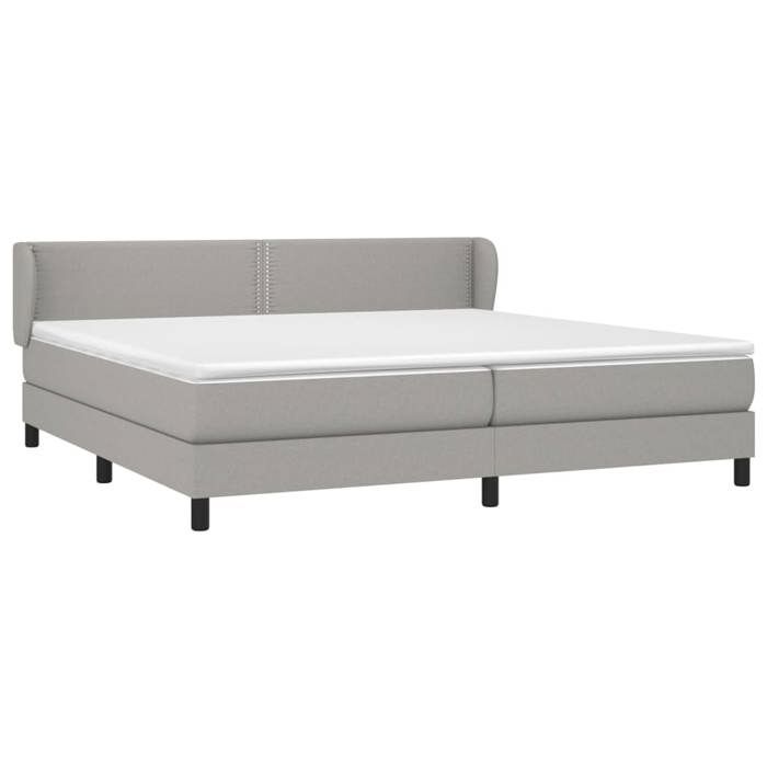3126189 vidaXL Lit à sommier tapissier avec matelas Gris clair 200x200cm Tissu