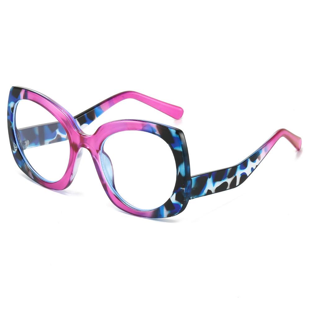 Retro Leopard Print Cat Eye Anti Blue Light Glasses Y2K Two Color Frame Punk Computer Goggles for Women Men