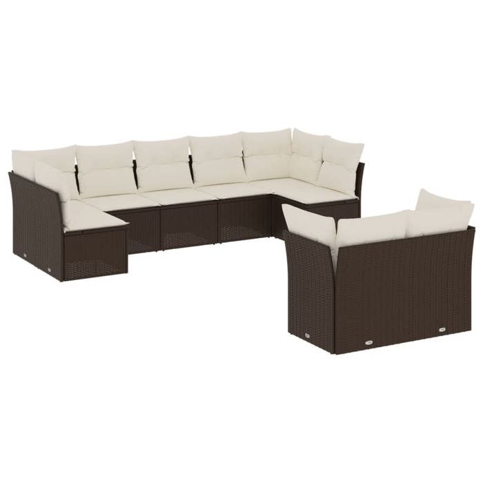 VidaXL Salon de Jardin avec Coussins 9 pcs, Canapés avec Pieds Réglables, Ensemble de Meubles d'Extérieur Patio Terrasse, 3249992