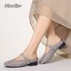 Fashion Crystal Studded Mesh Breathable Shoes Fashion Square Head Shallow Mouth Mary Jane Shoes Elegant Office Ladies Low Heel Pumps