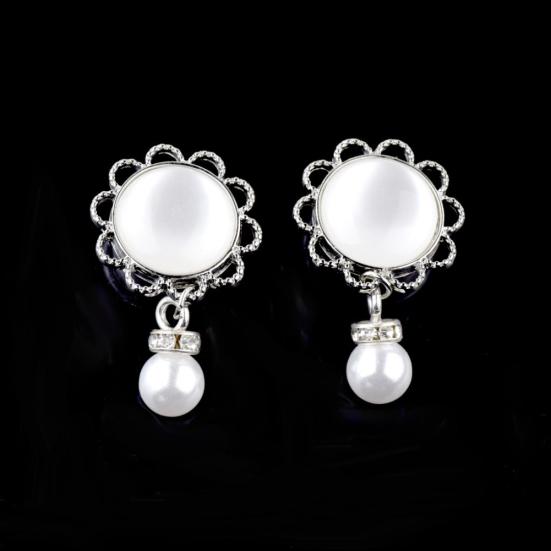 1Pc Lady Flower Faux Pearl Dangle Ear Tunnel Expander Plug Piercing Jewelry Gift