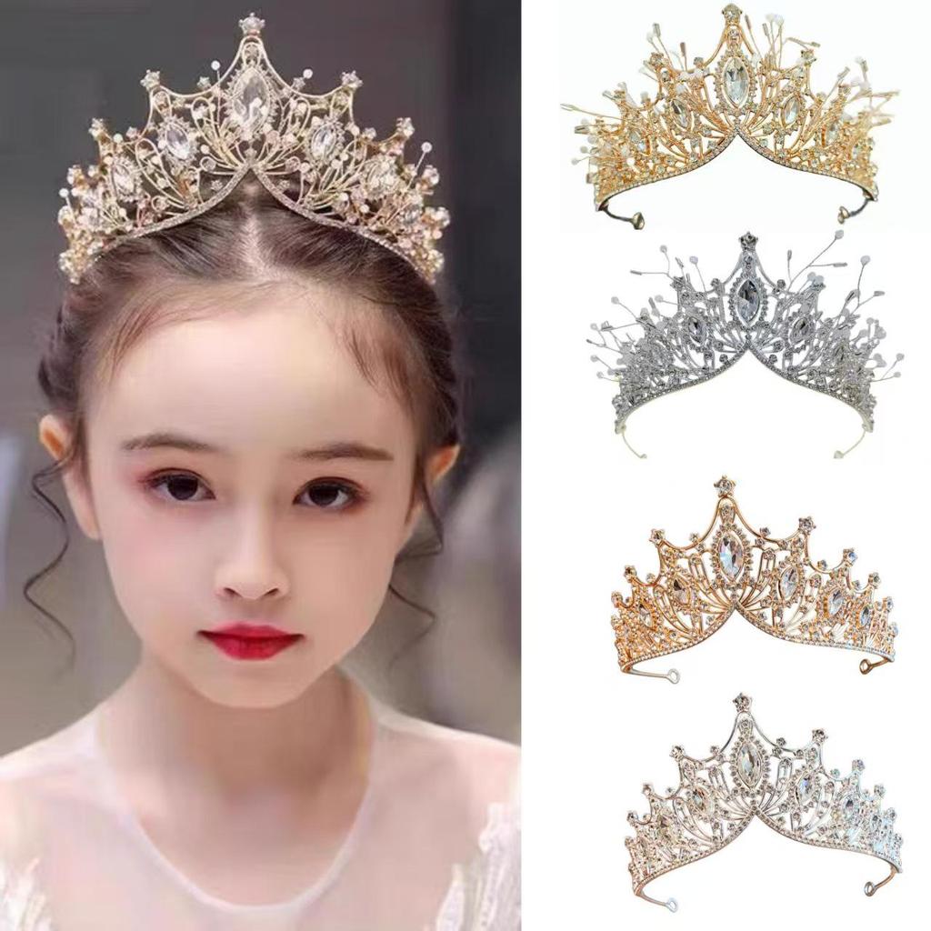 Handmade Crystal Beaded Princess Crown Headband for Girls - Ideal for Birthdays, Weddings, and Performances