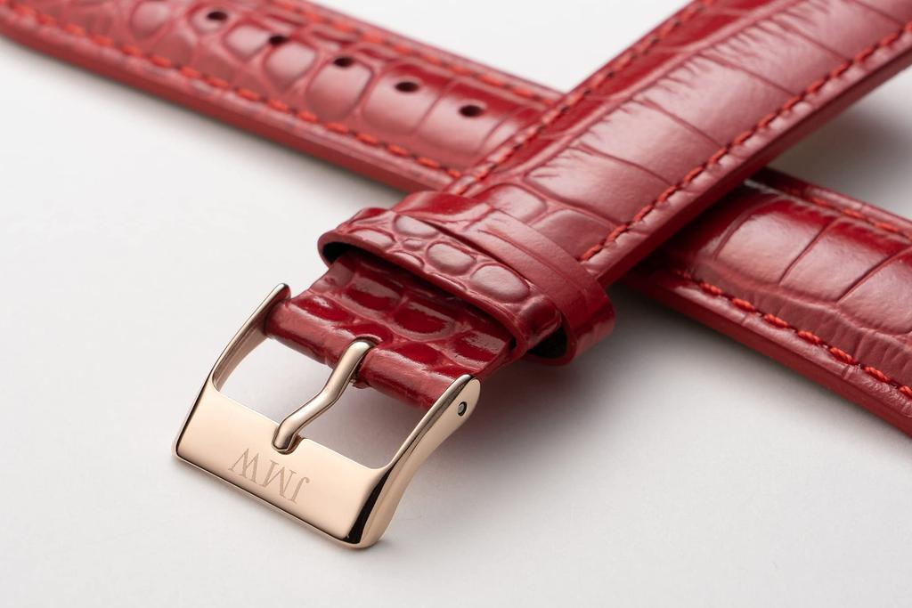 Watch 22mm Lug Genuine Replacement Watch Rose Spring Box Square Genuine Day Present [JMW TOKYO] Strap, Width, Leather, Strap, Band, Red, Gold, Buckle,