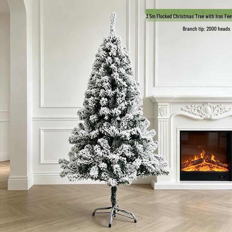 Cross-Border Christmas Iron Base Flocked Tree Decoration Scene Ornament