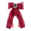Women's Yarn Satin Large Bow Tie Lolita Fashion Shirt Dress Accessories Collar Flower Luxury Rhinestone Bowtie Gifts for Women