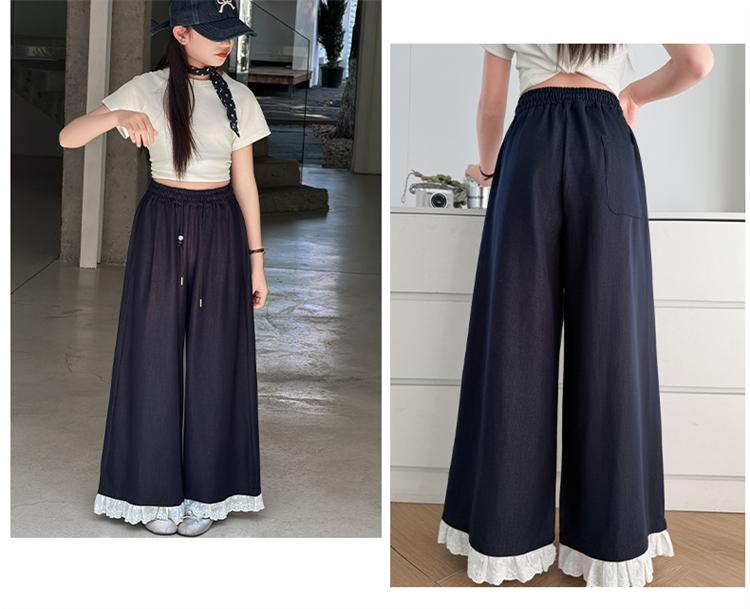 Girls' Summer Thin Wide Leg Pants 2026 New Style Pants, Super Beautiful In Summer, Big Kids' Shake Pants, Stylish Casual Pants