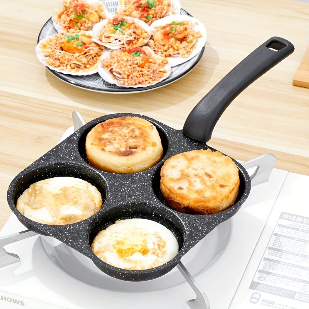 

4 Grids Fried Egg Pan Non-Stick 4in1 Cast Iron Egg Cooker Anti-scald Single Handle Frying Pan Breakfast Egg Burger Omelette Pot