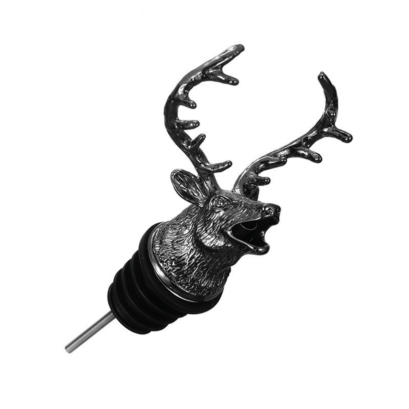 

Zinc Alloy Deer Head Wine Pourer Animal Head Wine Spout Decorative Liquor Pourer with Rubber Stopper for Bottle Dispensing One Size чёрный