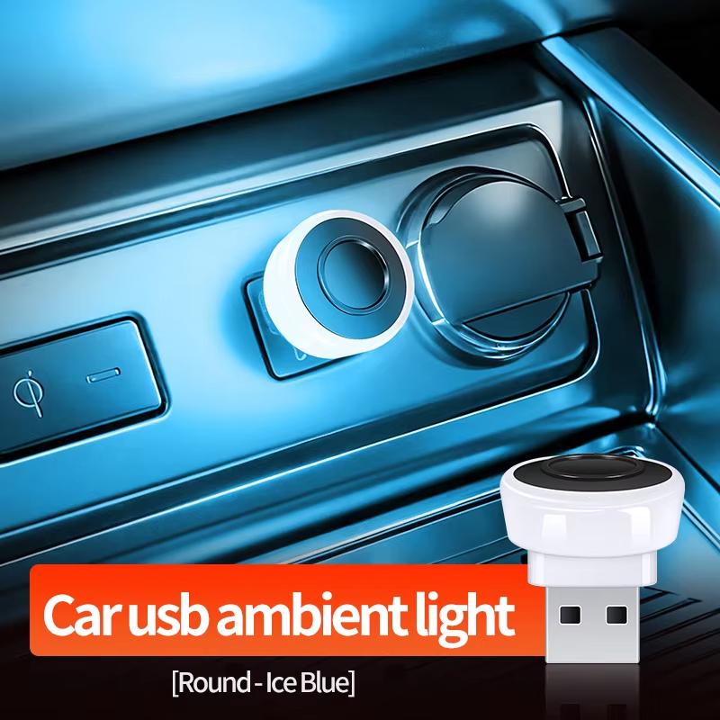 

KEBIDUMEI USB Mini Ambient Light LED Car Interior Atmosphere Lamp Plug and Play RGB Colorful Decoration Lamps Car Accessories светло-синий