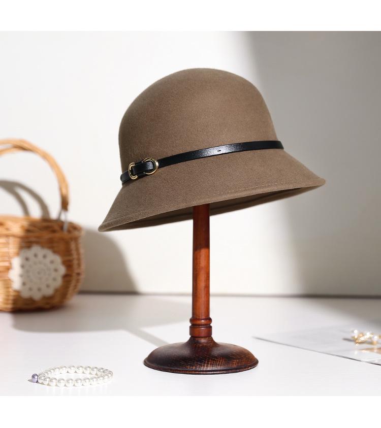 2025 Women's British Retro Wool Felt Hat: Autumn/Winter Fashion Belted Bucket Hat