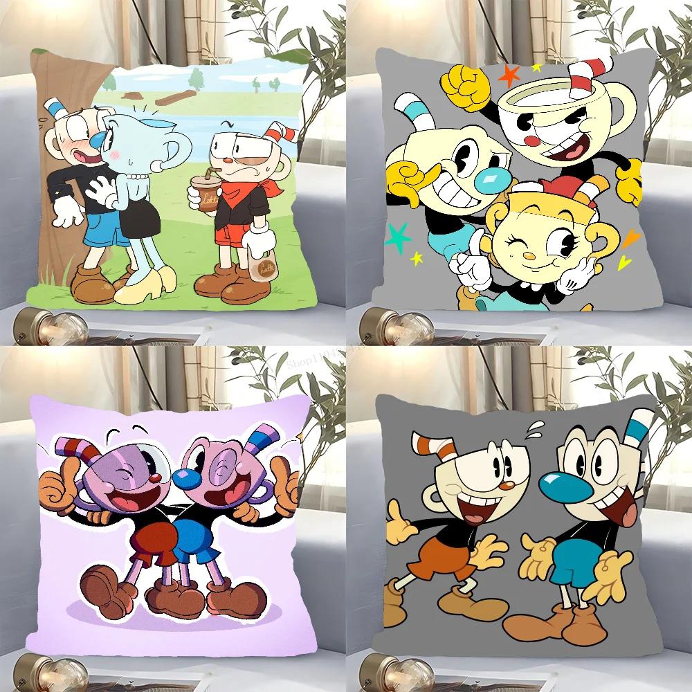 C-Cuperhead Animated Adventure Game Pillow Case Square Pillow Bedroom Sofa Leisure Comfort Car Living Room Home Decoration 40X40