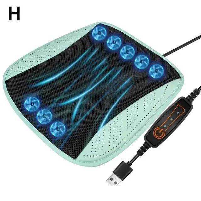 Nová letní chladivá a prodyšná podložka na sedadlo do auta s odvodem tepla Domácí USB ventilátor Potah na sedadlo do auta pro chlazení Zr