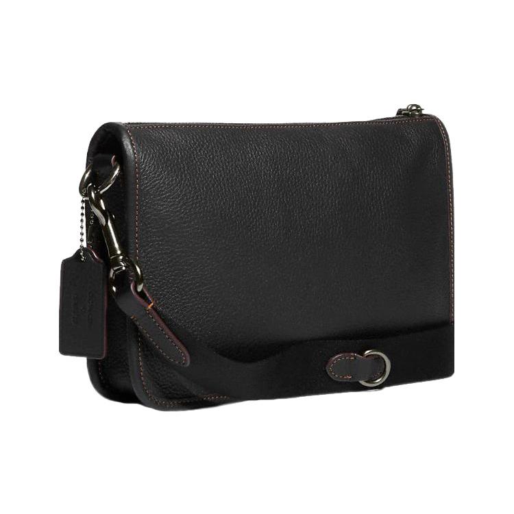 New COACH Heritage Collection, Refined Pebbled Leather Combo Bag, Shoulder Bag, Crossbody Bag Medium Men's Black CE710-QBM2