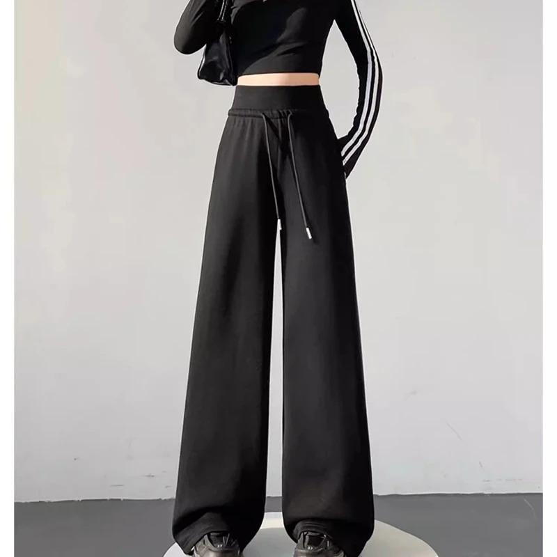 Women Classic High Wast Trousers Girls Loose Fit Wide Leg Casual Pants Chic Korean Sweatpants