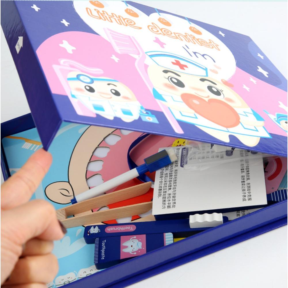 Children's Play House, Small Dentist Toy Set, Simulated Tooth and Tooth Replacement, Baby Brushing and Tooth Protection Wooden Early Education Toy