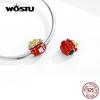 WOSTU Lucky Fortune Bag Beads 100% 925 Sterling Silver Red Enamel Charm Fit Original Bracelet