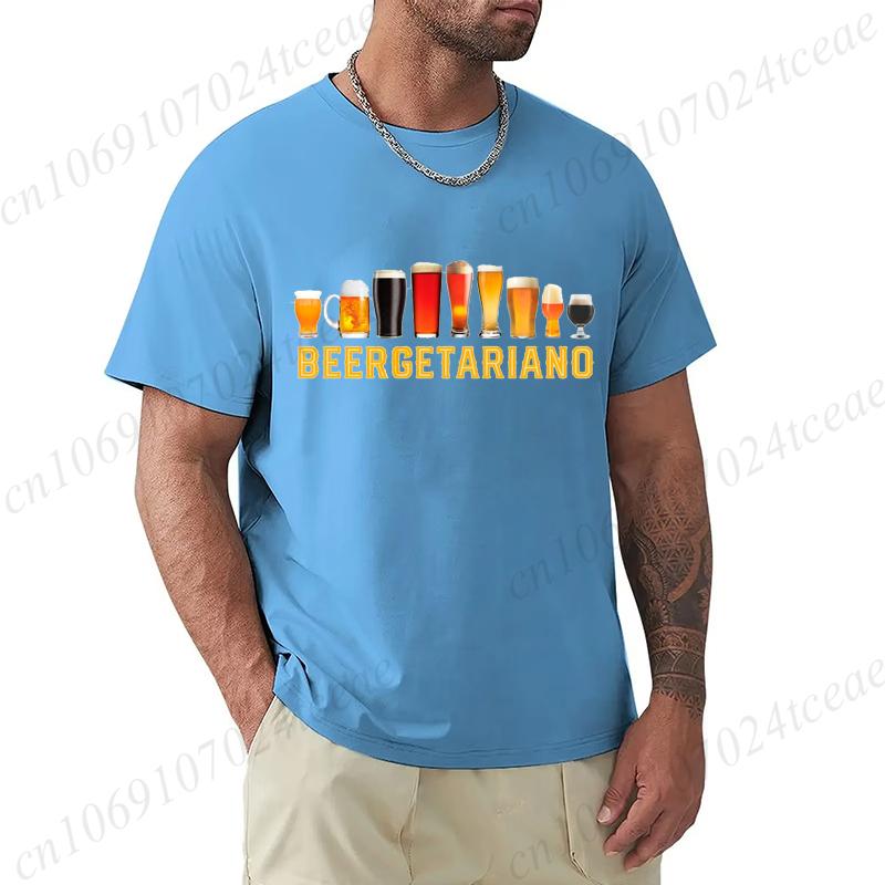 Men's Summer T-Shirts Loose Size Beer Cervezas Regalo Cerveza Humor Alcohol Print Tee Casual Round Neck Short Sleeve T-shirt Top