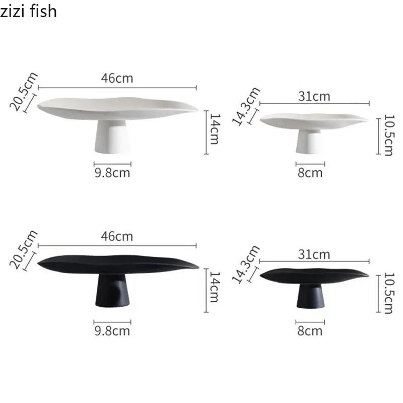Ceramic High Leg Fruit Plate Creative Snack Storage Tray Dry Fruit Tray Dessert Trays Cake Trays Decorative Household Products