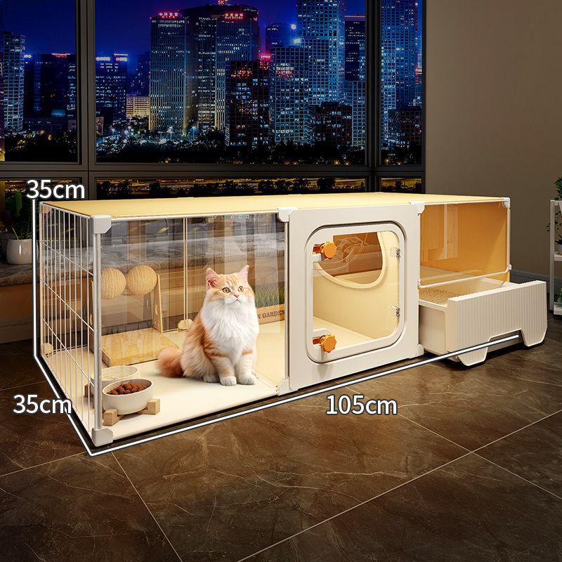 Extra-Large Indoor Cat Villa: One Room, Living Room, Bathroom - Spacious Cat Cage & Nest with Integrated Toilet