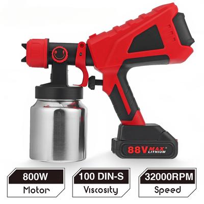 88V 1000ml Cordless Spray Gun 800W Electric Paint Sprayer High Power Spray Gun With Nozzles Flow Control For  18V Battery