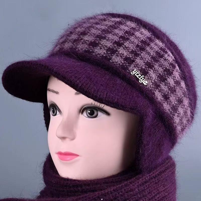 Hat Winter Lady Fleece Warm Knitted Wool Hat Old Hat Fleece Ear Protector