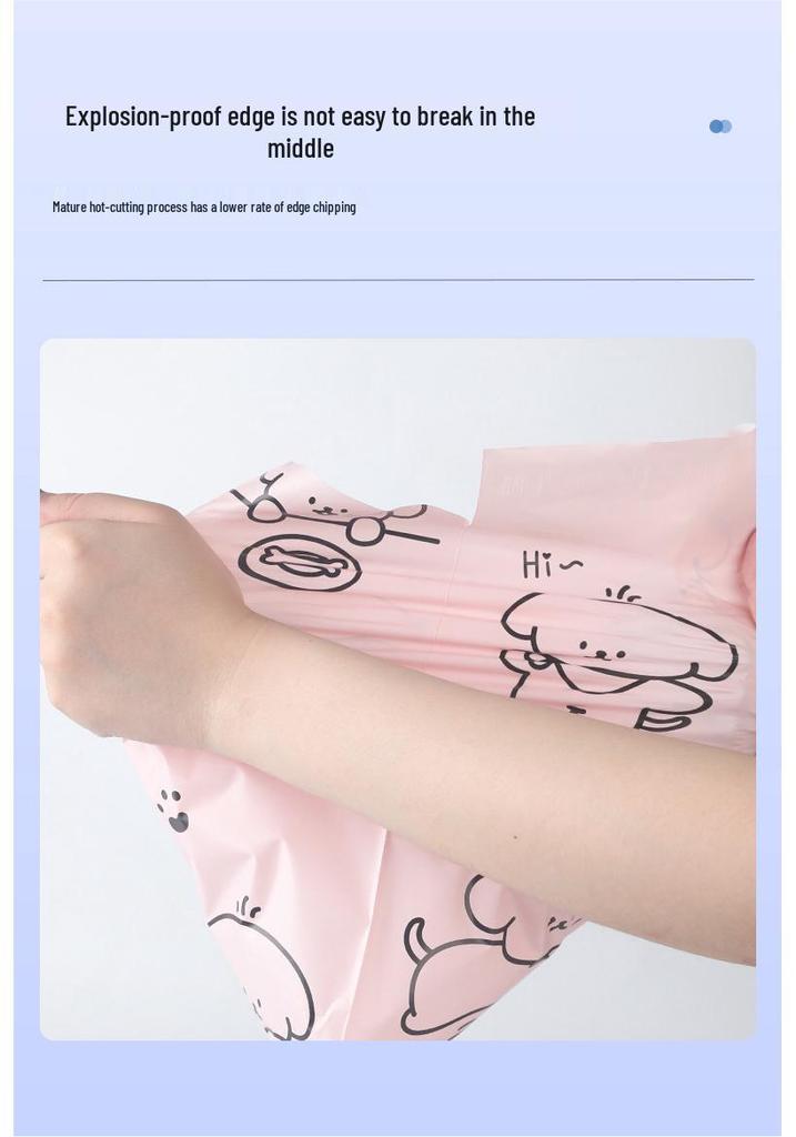 Pink Cartoon Dog Waterproof Shipping Bag - Durable and Thickened Express Plastic Packaging for Logistics