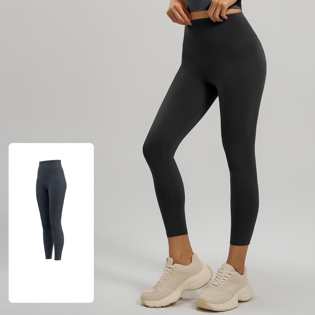 Leggings femininas de cintura baixa e ajuste fino de nove pontos, calças casuais de ioga com elevação do quadril
