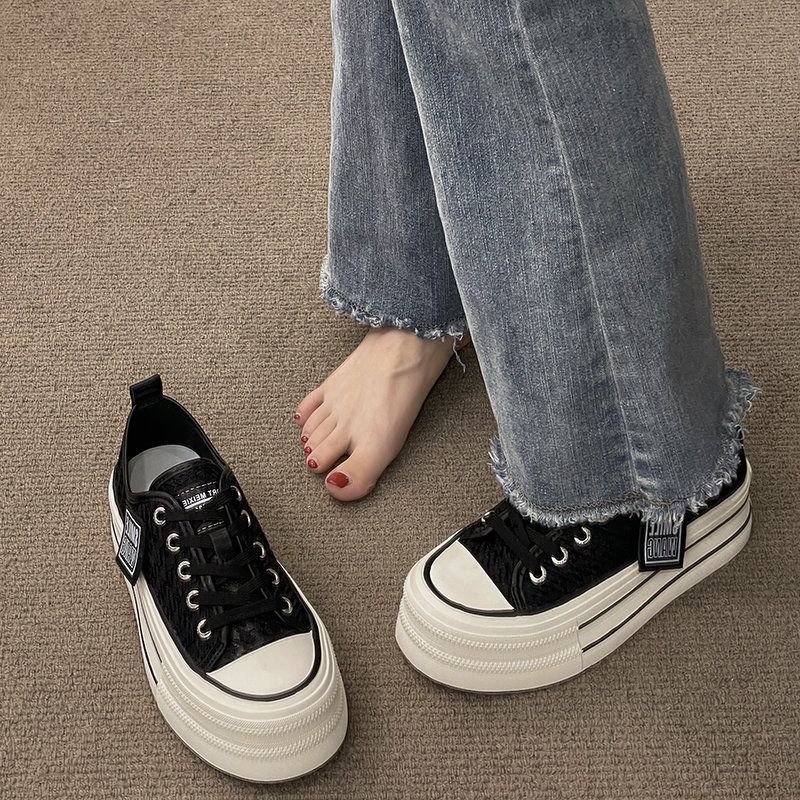 Fashion Canvas Shoes for Women Breathable Spring Autumn High On Platform Woman Footwear Comfortable and Elegant Offer Vulcanized Shoe 39