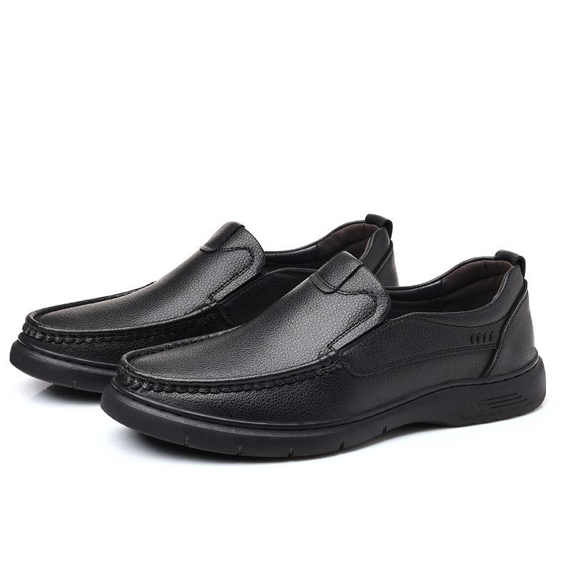 Leather Shoes Men's Cowhide One-pedal Middle-aged Casual Non-slip Soft-soled Driving Dad Shoes Loafers Men