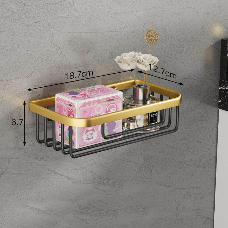 Brushed gold/Black Bathroom Roll Holder Aluminum Wall Mounted Shampoo Rack Toilet Paper Holder Bathroom Storage Basket Shelf