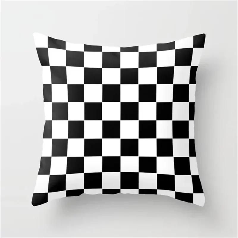 Nordic Stripes Geometric Cushions Cover  Black White Grey Polyester Pillowcase Sofa Car Home Decorative Pillow Case