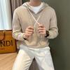 Men's 2024 Autumn Winter Casual Knit Pullover Hoodie - Drop Shoulder, Half Zip, Versatile.