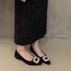 Fashion Women's Flat Shoes Spring New Pointed Head Shallow Mouth Suede Crystal Buckle Soft Sole Non-slip Low-top Shoes