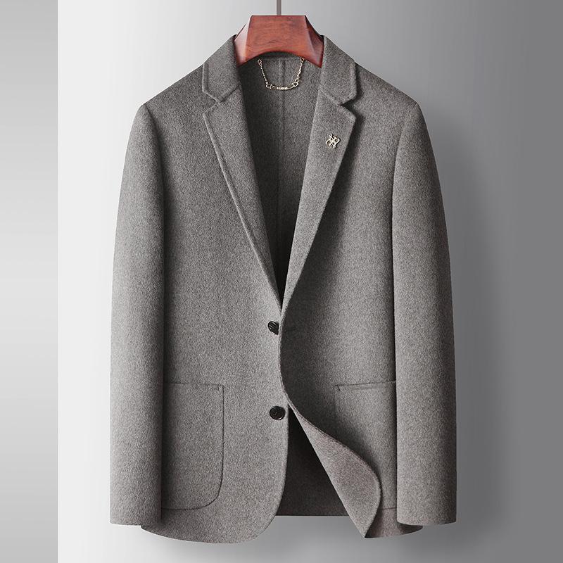 Men's Casual Suit Autumn and Winter Pure Handmade Double-sided Woolen Suit Jacket Middle-aged and Young Business Wool Single West