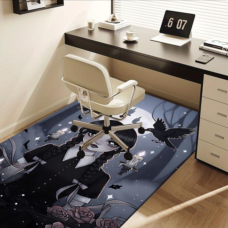 Wednesday Charming Gothic Office Chair Mat: Perfect for Home Decor, Office Use, and Gifts - Featuring Raven, Candle, and Rose Designs!.12232