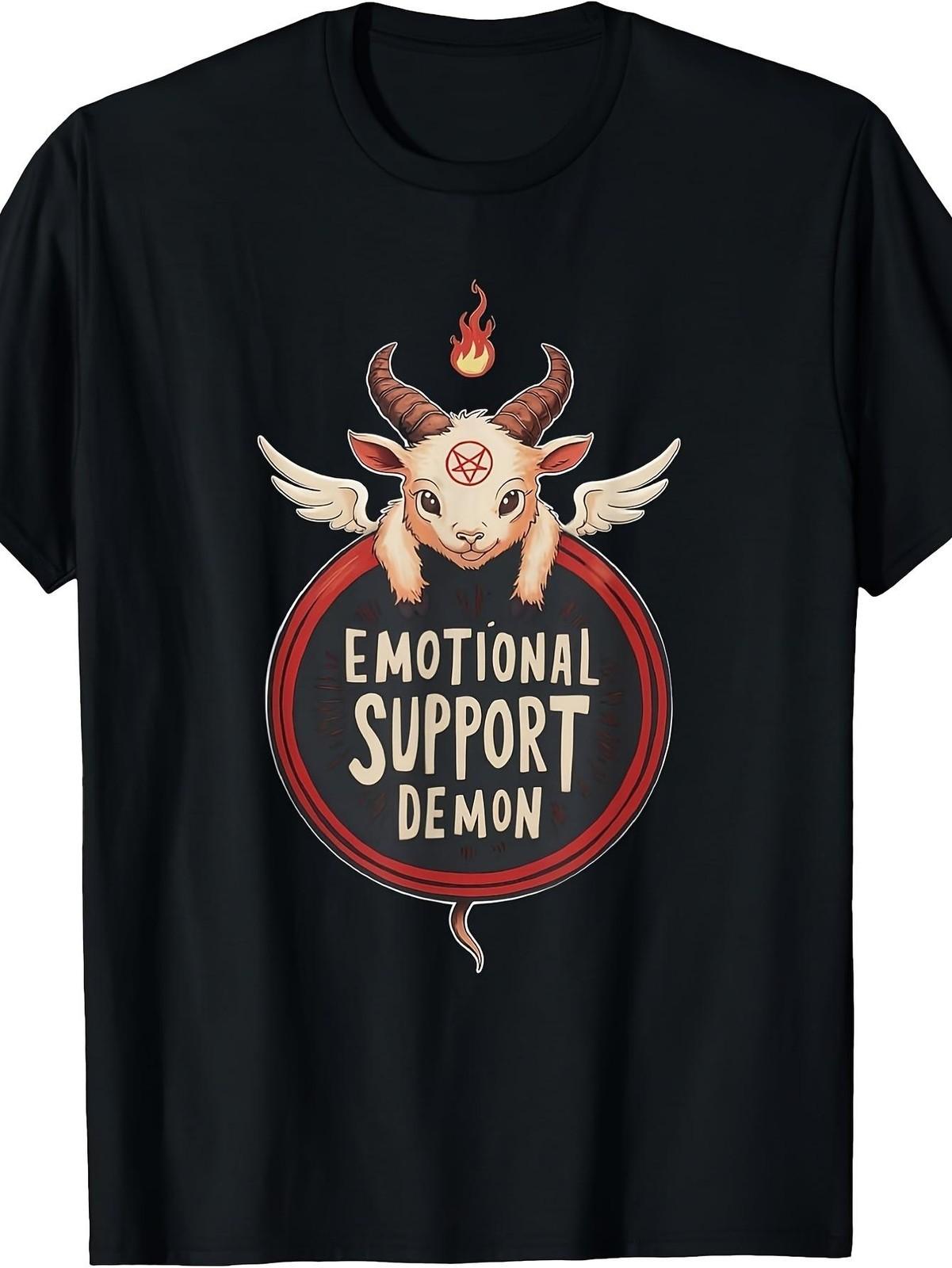 

Humorous Emotional Support Demon Cute Baphomet Goth T-Shirt for Everyone, Casu 5XL різнокольоровий