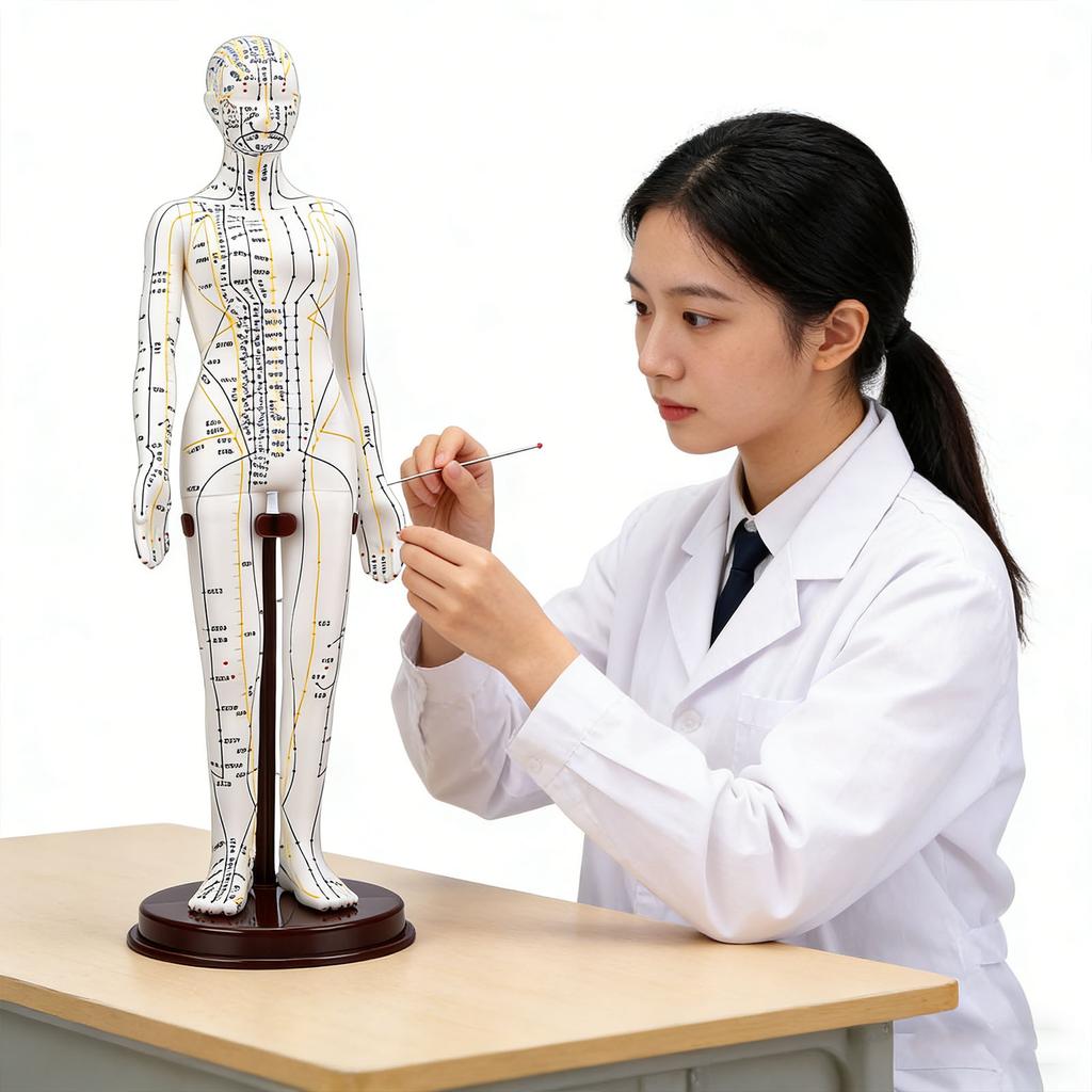 52cm Akupunkturní model těla s 60° otočnými rameny pro výuku studentů Demonstrace Bílá