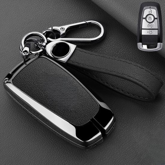 Zinc Alloy Leather Car Key Case Cover For Lincoln MKZ Navigator MKC Continental
