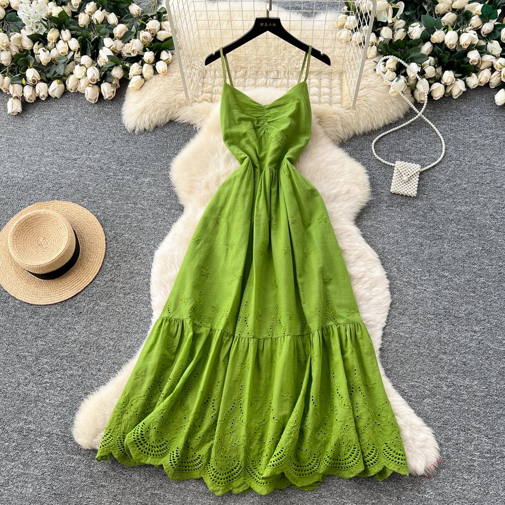 Pure desire style French suspender dress women's summer waist and thin temperament high-end long dress vacation style