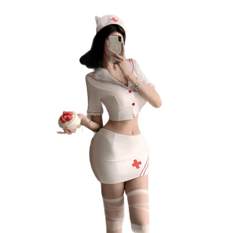 Erotic Nurse Uniform Adult Sex Hot Dress Cosplay Girls Porno Costumes Deep-V Neck Nightdress Women Sexy Lingerie Naughty Clothes