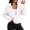 Women's Fashion Cropped Zip-Up Hooded Sweatshirt Jacket with Long Sleeves for Casual Wear