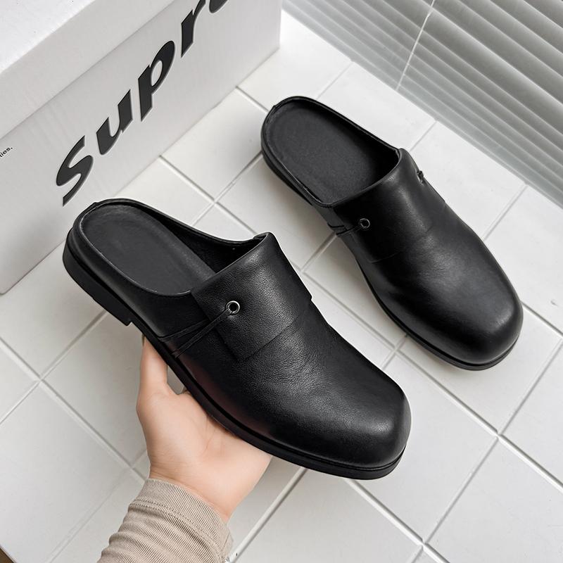 Fashion 2025 Men's Slip-On Loafers Genuine Leather Casual Black Shoes Comfortable Breathable Business Shoes for Work Office Daily Wear