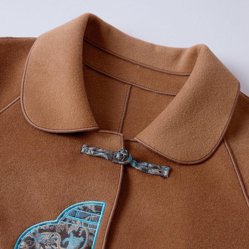 Pasite Women's New Chinese Embroidered Wool Coat